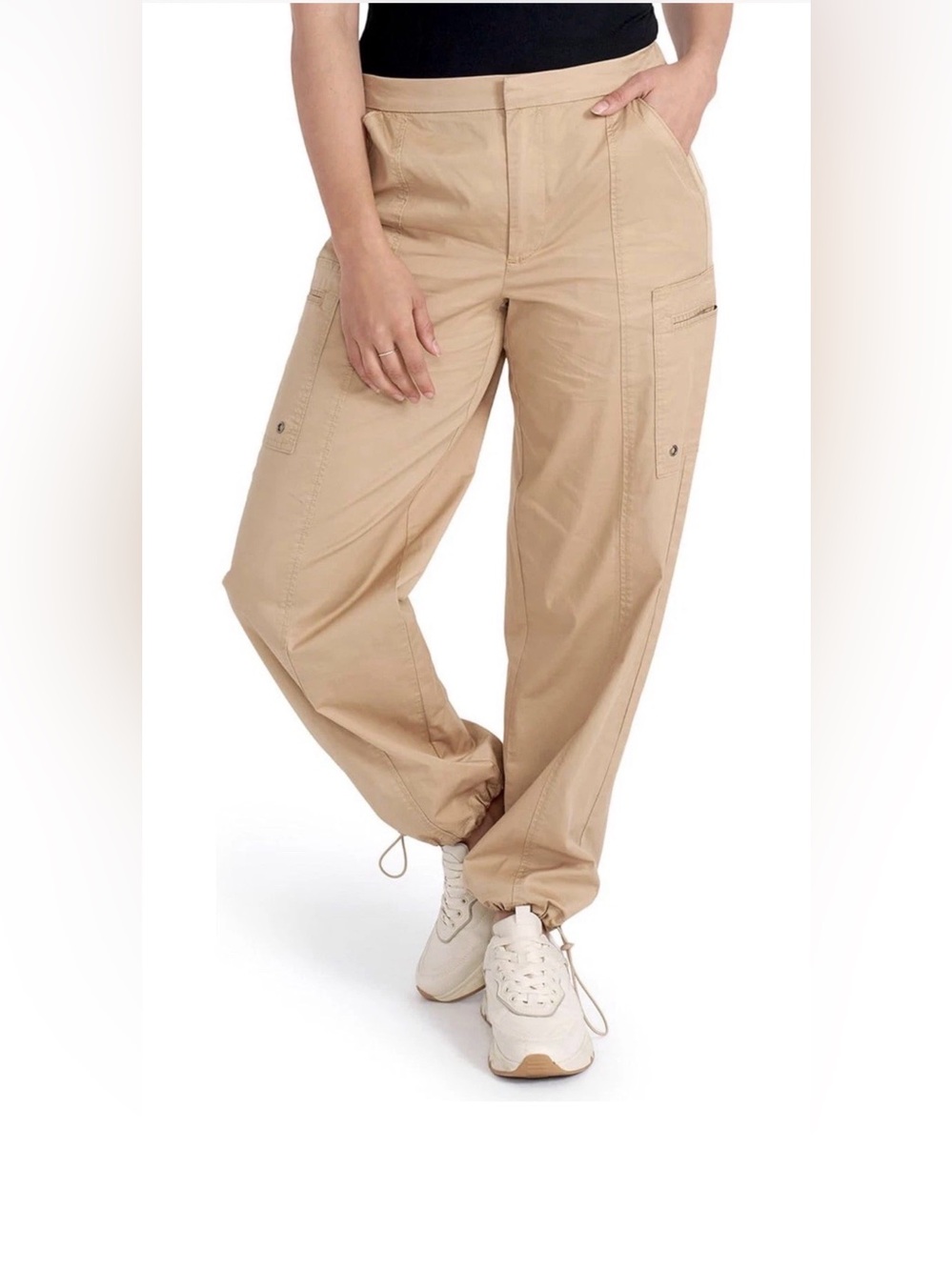 Seven7 Women’s Parachute Jogger Cargo Pants Cotton New Size 14 Beige